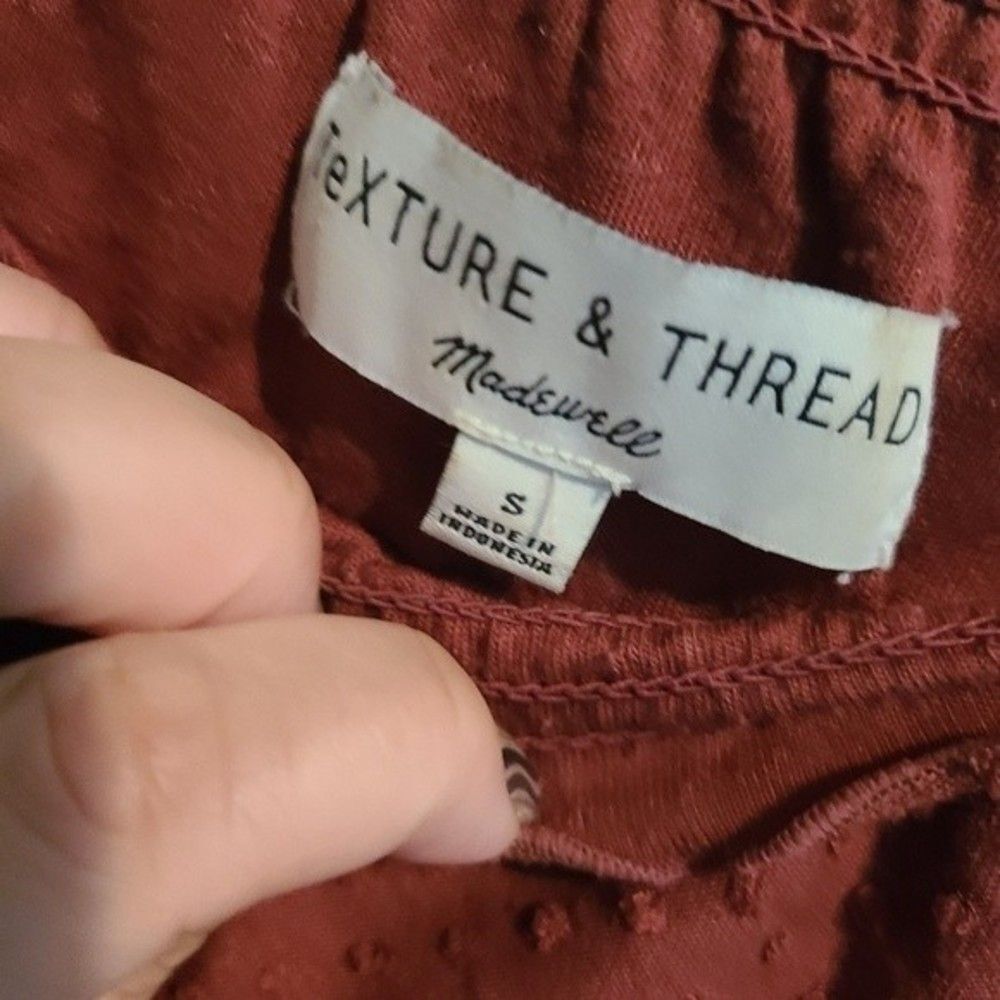 Madewell Texture & Thread Rust Clipdot Ruffle Top - Picture 7 of 8